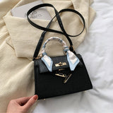 Fashion Solid Color Handbags For Women High Quality Pu Leather Shoulder Bags Designer Trend Mini Striped Ribbon Crossbody Bag