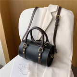 Barrel type PU Leather Crossbody Luxury For Women 2021 Travel Handbag Fashion Simple Shoulder Messenger  Ladies Cross Body Bag