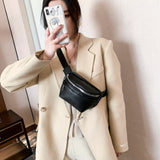 Fashion Solid Color Crossbody Bag Women PU Leather Zipper Fanny Belt Shoulder Pack Ladies Travel Daily Chest Messenger Bags 2022
