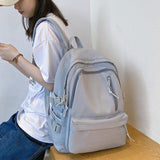 DCIMOR New Multi-pocket Waterproof Nylon Women Bakcpack Female Solid Color Travel Bag Teenage Girl Vertical Zipper Schoolbag