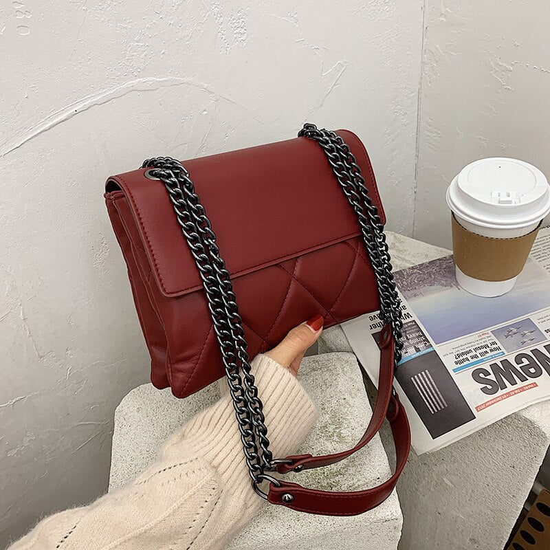 Vintage Crossbody bag 2021 New High quality pu leather Women's Designer Handbag Large capacity Chain Shoulder Messenger Bag