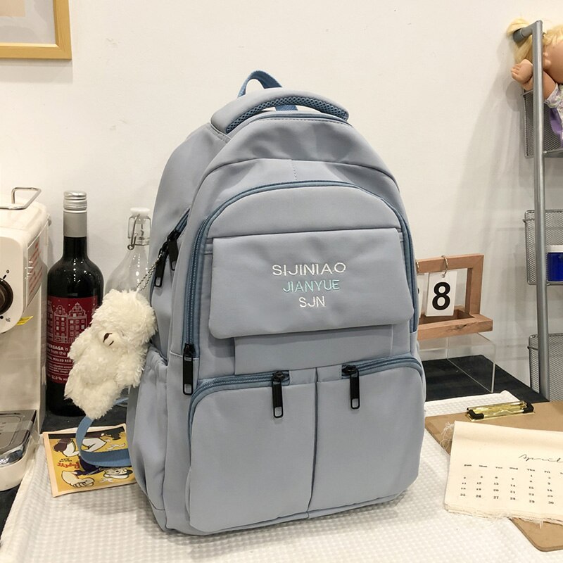 Christmas Gift New women's backpack College student school bag laptop bag Pure color large capacity waterproof nylon leisure travel backpack