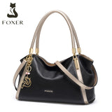 FOXER Fashion Genuine Leather Women Top-Handle Bags Soft Lady Commute Shoulder Bag Mother Fall Winter Purse Elegant Female Tote