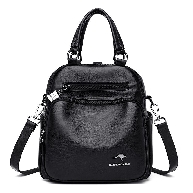 Christmas Gift Casual Lady Large Capacity Backpack High Quality Pu Leather Backpacks School Bags for Teenagers Girls Multifunction Shoulder Bag
