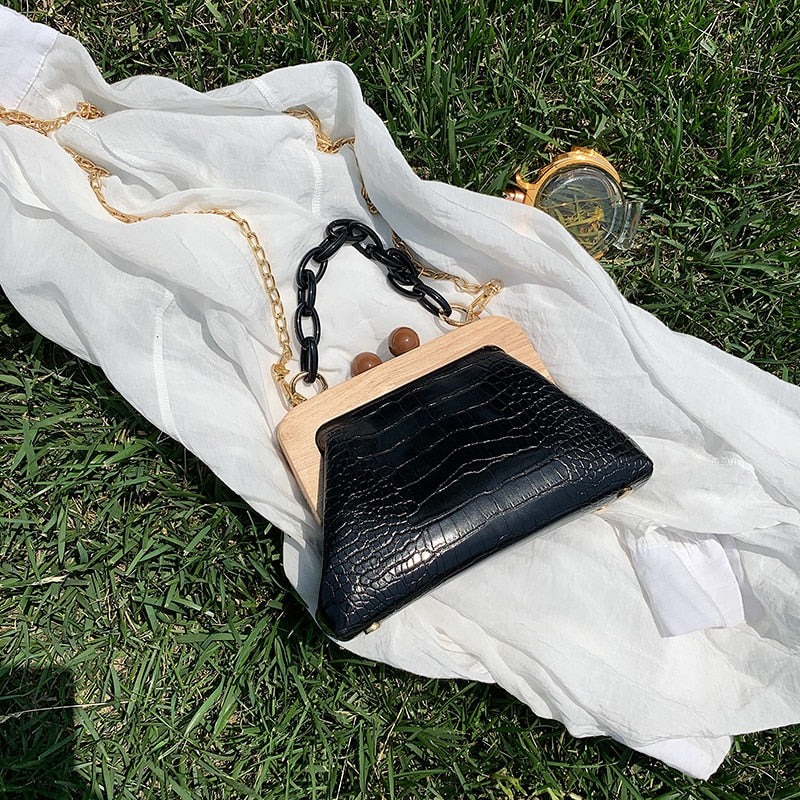 Christmas Gift Crocodile pattern Chain Tote bag 2021 New High-quality PU Leather Women's Designer Handbag Clip bag Shoulder Messenger Bag