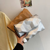 Christmas Gift с доставкой Geometry Envelope Design PU Leather Crossbody Shoulder Bags for Women 2021 Summer Luxury Female Solid Color Handbag