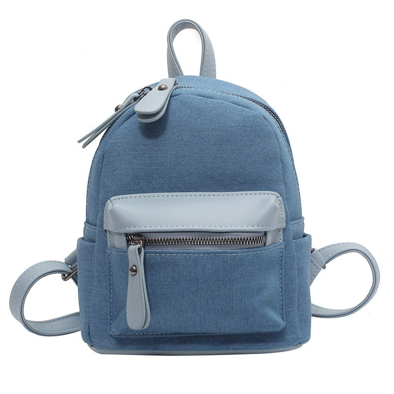 Back to College Small Kawaii Backpack Soft Denim Backpack School Bags for Teenage Girls Travel Backpack Double Shoulder Pack Sac A Dos Female