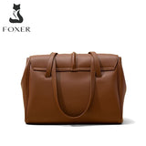 FOXER 2021 Summer Retro Ladies Handbags Fashion All-Match Large-Capacity Shoulder Bag Classic Soft Leather Office Commuter Bag