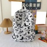 Fashion Preppy Style Women's Backpack Dog Butterfly Feather Printing Knapsack Casual Girls School Bag Large Capacity Rucksacks