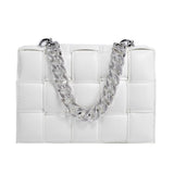 Christmas Gift Small White And Black Woven Square Tote Fashion High-quality PU Leather Women's Designer Handbag Luxury Shoulder Crossbody Bag