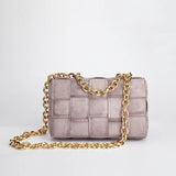 Thick Metal Chain Frosted Velvet Shoulder Bag Women New Designer Luxury Woven Soft Square Purses Crossbody Bags High Quality