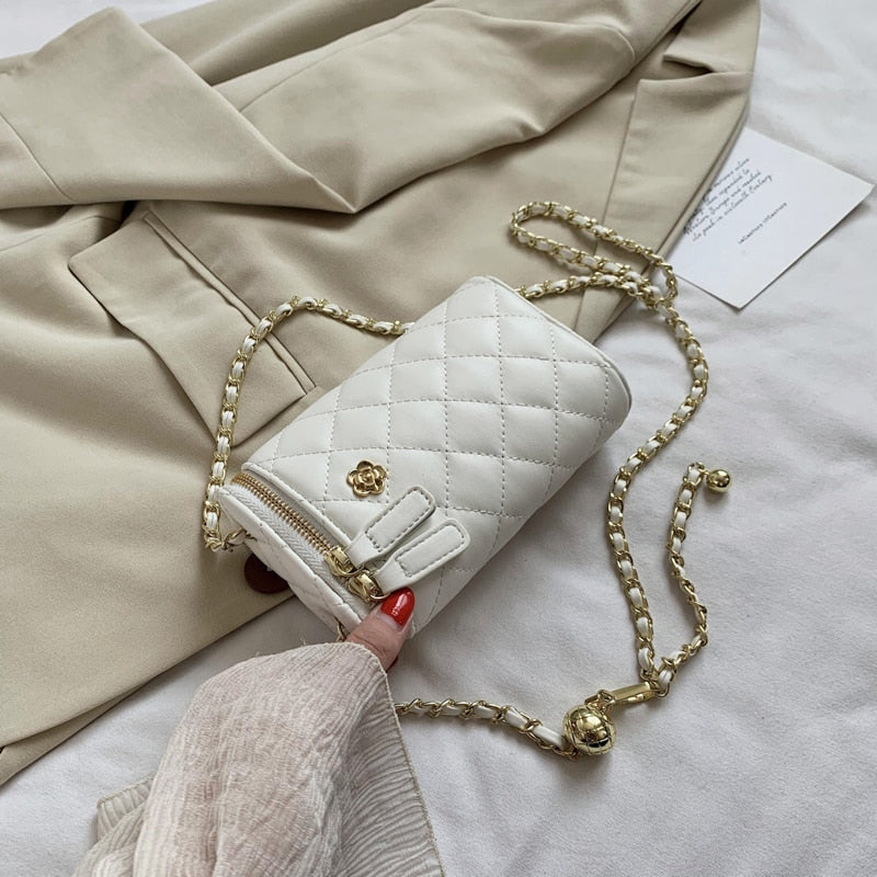с доставкой Luxury Quilted PU Leather Crossbody Bags Women 2021 Cute Shoulder Tote Female Lady Elegant Branded Chain Purses