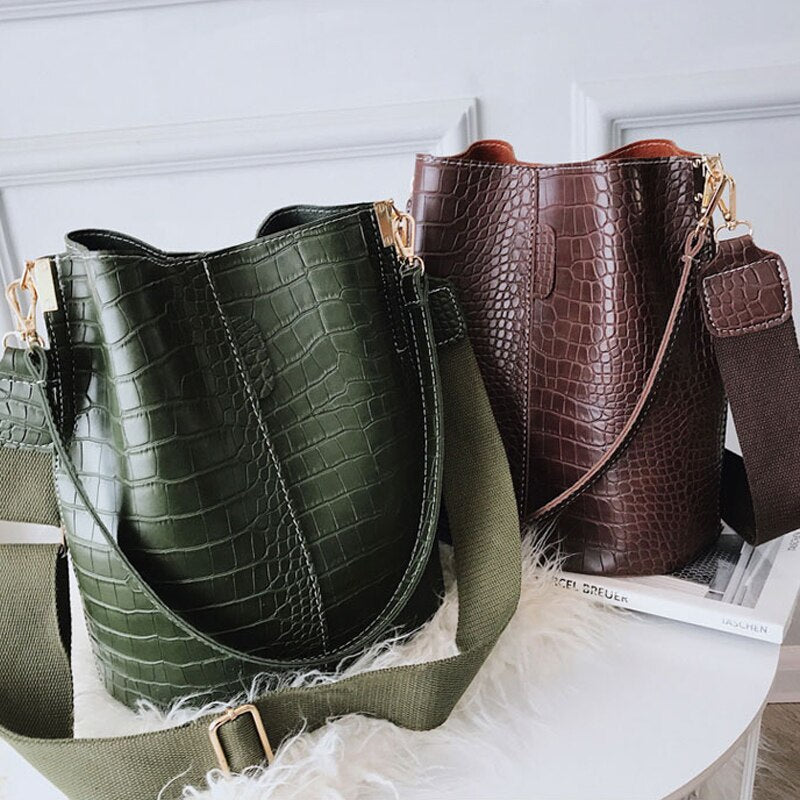 Crocodile Crossbody Bag For Women Shoulder Bag Brand Designer Women Bags Luxury PU Leather Bag Bucket Bag Handbag A091