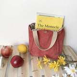 Vvsha Lunch Bag Corduroy Canvas Lunch Box Picnic Tote Cotton Cloth Small Handbag Pouch Dinner Container Food Storage Bags For Ladies