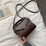 Women Vintage PU Leather Small Top-handle Shoulder Bags 2021 Ladies Casual Flap Crossbody Bags Female Luxury Messenger Handbags