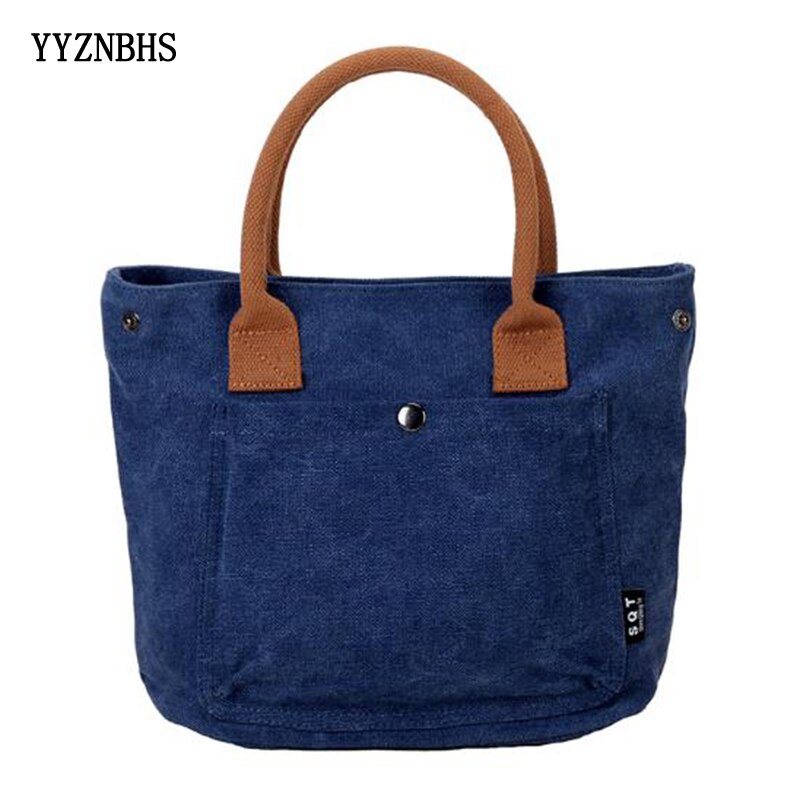 Hot Canvas Handbag For Women High Density Canvas Bag Casual Tote Bags Ladies Hand Bags Solid Shopping Handbags Black Beach Bag