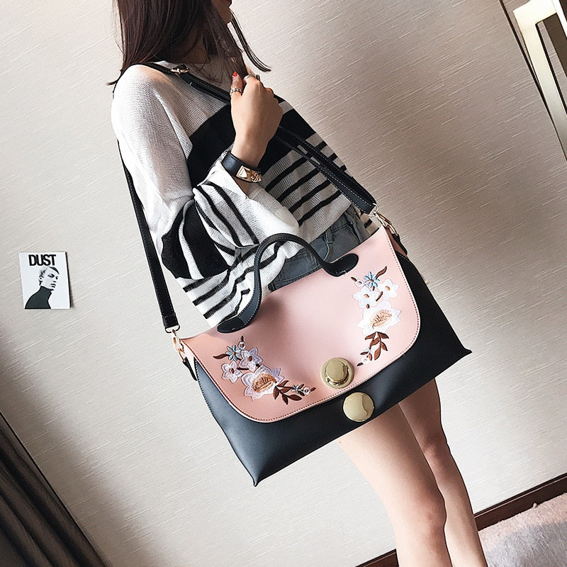 Big Bag Society Woman Handbag Korean Version Boston Bag Stylish Versatile One-Shoulder Cross-Body Bag