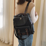 Back to College Preppy Large Capacity Pu Leather Women Backpack Fashion College School Bag Backpacks Vintage Classic Double Shoulder Bag Mochila