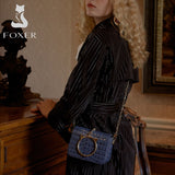 FOXER Fashion Lady Mini Handbag Evening Party Purse Vintage Brand Women Cow Leather Shoulder Crossbody Bags Girl's Clutch Bag