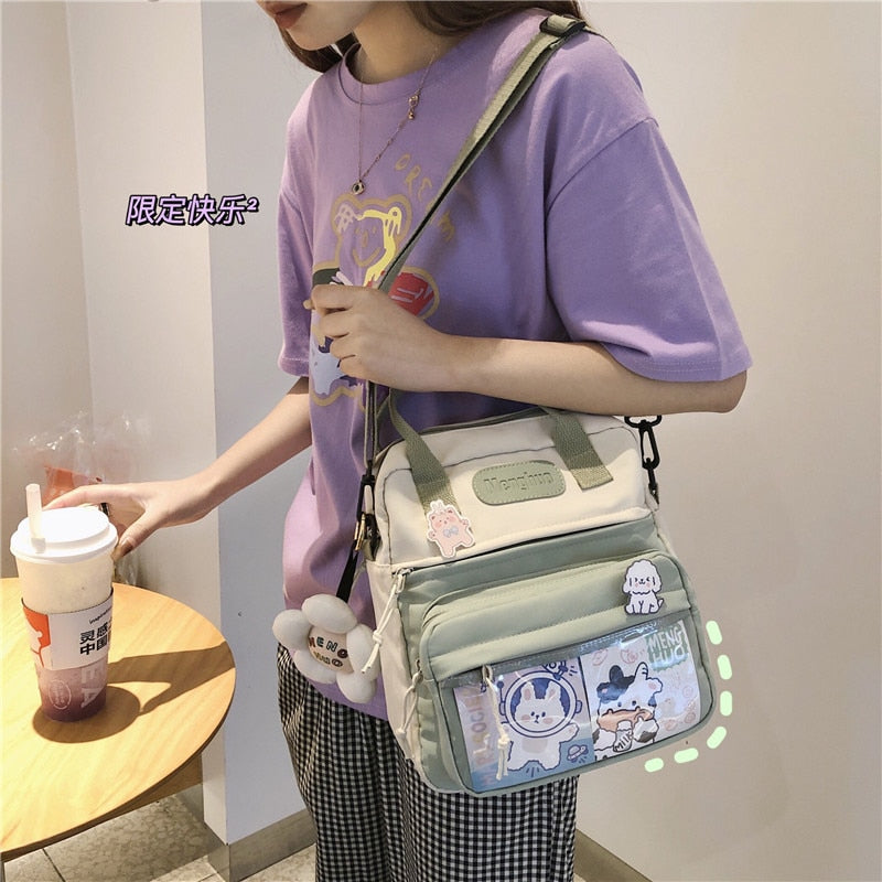 Korean Style Cute  Backpacks Women Waterproof Nylon Small Shoulder Bags for Teenage Girls Schoolbags Flower Travel Backpack
