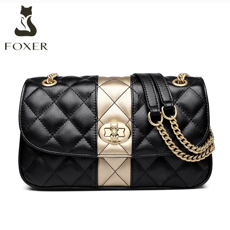 FOXER Original Fashion Cow Leather Lady Shoulder Bag Female Classic Small Crossbody Bag Woman Handbag Elegant Commute Purse Bag