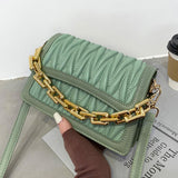 Christmas Gift Thick Chain Tote Pleated bag 2021 Fashion New High quality PU Leather Women's Designer Handbag Vintage Shoulder Messenger Bag