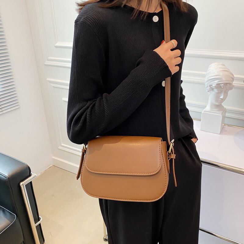 Vvsha Simple Solid Color PU Leather Armpit Baguette Crossbody Bag for Women 2022 Shoulder Handbags and Purses Female Travel Designer