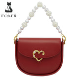 Vvsha Fashion Leather Armpit Shoulder Bag Love Pearl Chain Handbag For Partner And Friend High Quality Gift Messenger Bag