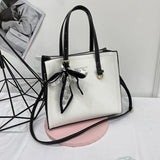 Christmas Gift Designer High Capacity Bow Knot Handbag Shoulder Bags for Women 2021 New Fashion Solid Color Leather High Quality Square Bag