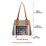 FOXER Autumn And Winter Large Lady Handbag Large Capacity Fabric Commuter Tote Bag High Quality Simple Retro Woman Shoulder Bag