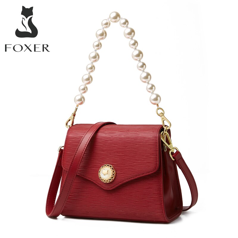 FOXER 2021 Fashion Women Small Handbag Casual Shoulder Bag Lady Vintage Crossbody Bag Large Capacity Female Travel Pearl Purse