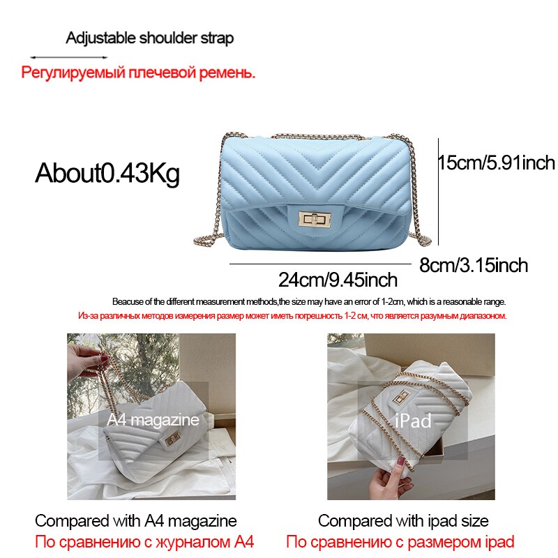 Back to College 2021 New Candy Color V-line Chain Crossbody Bag for Women Fashion Female Shoulder Bag Female Handbags and Purses Sac A Main