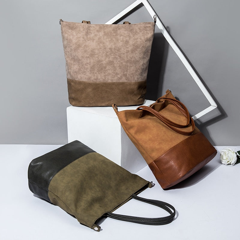 Designer Bag Large Tote Bag Leather Women Handbag Shoulder Bags For Women 2021 Fashion Patchwork Leather Ladies Hand Bags Black