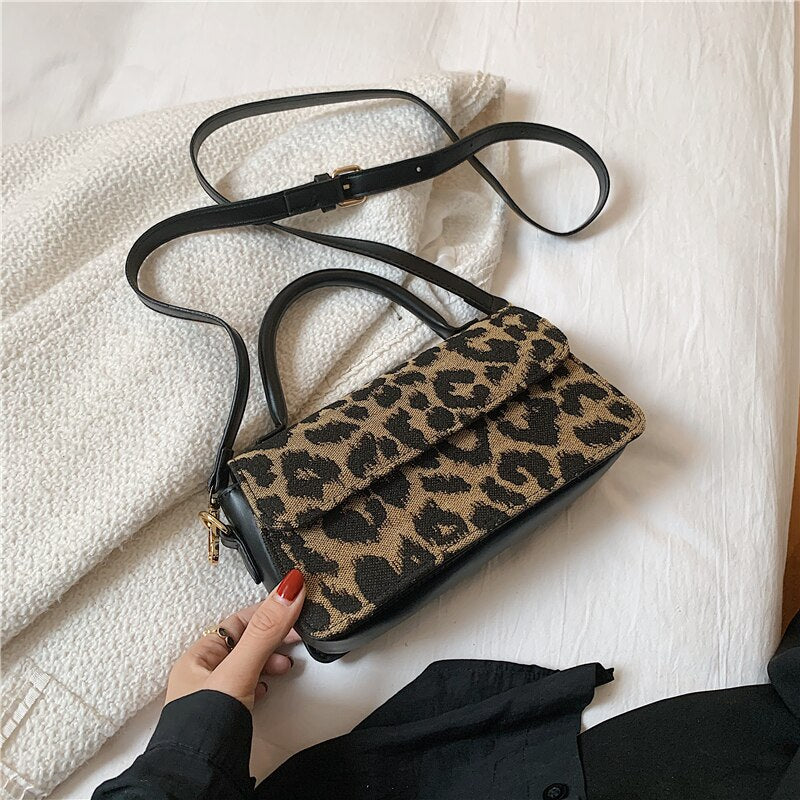 Christmas Gift Burminsa Vintage Leopard Print Small Tote Handbags For Women Brand Designer Triple Compartments Ladies Shoulder Crossbody Bags