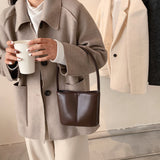 Christmas Gift Vintage Mini PU Leather Tote Bags For Women 2021 Winter Trend Handbag Lady Branded Trending Travel Shoulder Bucket Purses