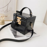 Stone pattern Box Tote bag 2020 Fashion New High quality PU Leather Women's Designer Handbag Lock Shoulder Messenger Bag