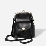 Vintage Women shoulder bags Korean style Metal Buckle clip Ladies Handbags PU Leather lady Sling bag female Crossbody Bag Black