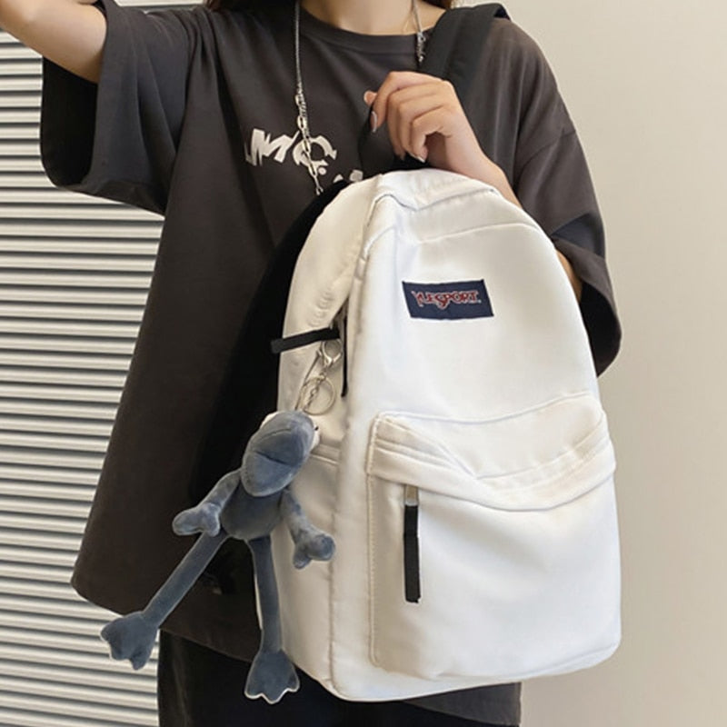 EST Fashion Simple Design Large Capacity Backpack Women Kawaii Pendant Toy School Bag For Girls Teenager Female Shoulders Bag