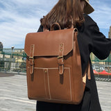 PU Leather Woman Backpack High Quality Female Rucksack Vintage Double Shoulder Bag Large Capacity School Bag Backpacks Mochila