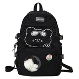 Back to College Kawaii Bear Print Japan Backapck Cute Funny Schpool Daily Bags Waterproof Roomy Clear Teenager College Mochila Travel Bag Pack
