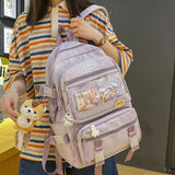 DCIMOR New Multi-pocket Waterproof Nylon Backpack Large Capacity Transparent Women Backpack Female Student Schoolbag Travel Bag