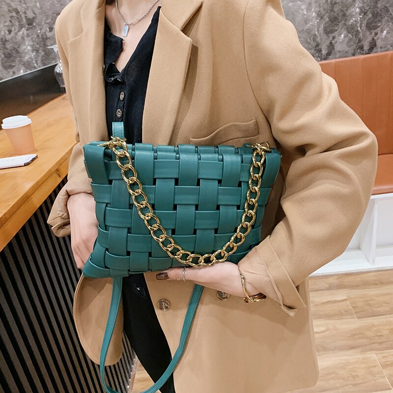 Christmas Gift Weave Small PU Leather Crossbody Bags For Women 2021 Luxury Chain Shoulder Handbags And Purses Classic Branded Cross Body Bag