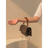 Graduation Gift Retro Beaded Chain Women's Small Handbags Fashion Ladies Mini Square Shoulder Crossbody Bags Female Vintage Clutch Purse Bolsos