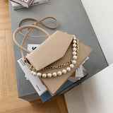 Christmas Gift Elegant Female Pearl Tote bag 2021 Fashion New Quality PU Leather Women's Designer Handbag Solid color Shoulder Messenger Bag