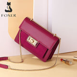 FOXER Fashion Lady Split Leather Messenger Bag Korean Style Classic Women Shoulder Crossbody Bag Simple Small Female Handbag