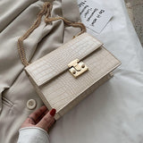 Back to College Crocodile pattern Square Crossbody bag 2020 New High quality PU Leather Women's Designer Handbag Chain Shoulder Messenger Bag