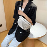 Christmas Gift PU Leather Tassel Rivet Crossbody Bags for Women 2020 Designer Chest Messenger Bag Lady Solid Cell Phone Handbags and Purses