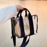 Christmas Gift DORANMI Straw Weaved Handbag Women's Summer Beach Bags 2021 Transparent Top-handle Bag Female Composite Bolsos Mujer Bag  SB363