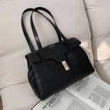 Brand design Women Handbags large capacity Stone grain Ladies Shoulder Bags Winter 2021 Elegant Designer Female big Tote black