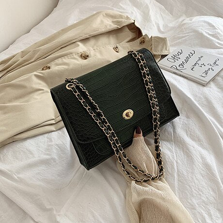 Christmas Gift Vintage Fashion Big Tote bag 2021 New Quality PU Leather Women's Designer Handbag Crocodile pattern Chain Shoulder Messenger Bag